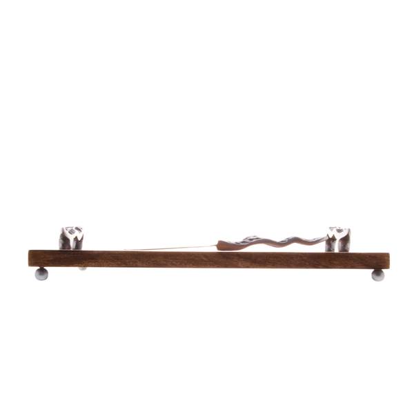 Planche avec couteau (2pcs) Marron - En partie en bois massif - 33 x 5 x 33 cm