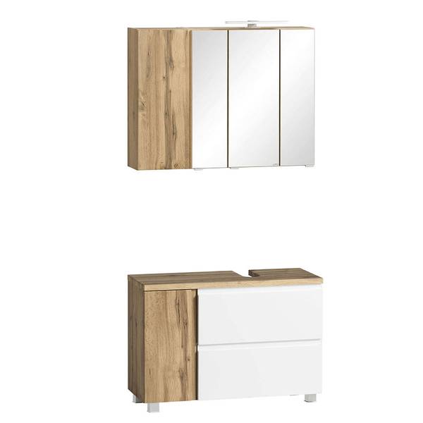 Badmöbel-Set VASTO-03-44 3er-Set Weiß - Spiegelglas - 165 x 200 x 35 cm