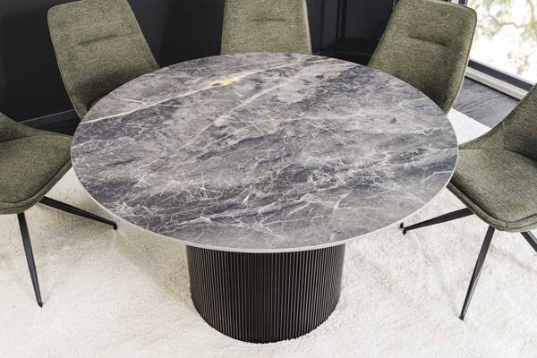 Esstisch UNIQUE Schwarz - Keramik - Holzwerkstoff - Massivholz - 120 x 75 x 120 cm