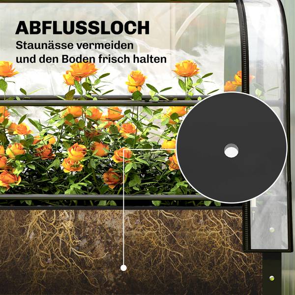 Hochbeet mit Gewächshaus 84H-571V00BK Schwarz - Metall - 49 x 136 x 100 cm