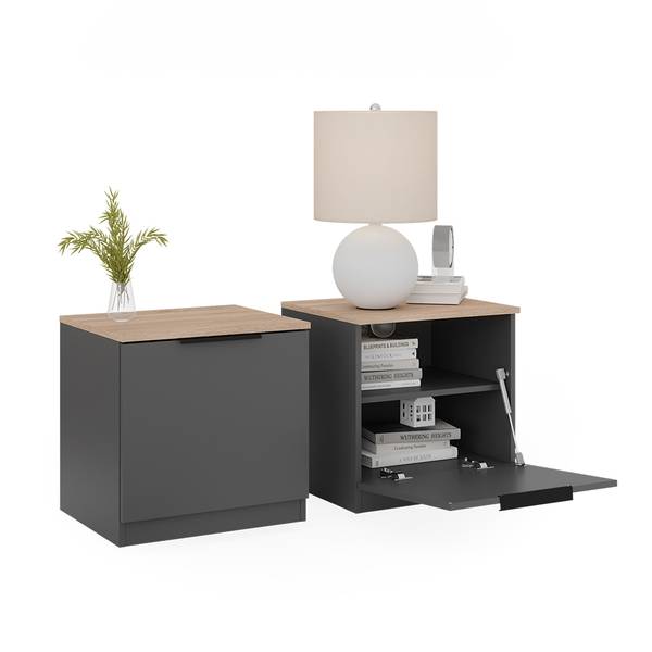 Table de chevet Betti 40708 Marron - Gris - Bois manufacturé - 50 x 50 x 42 cm