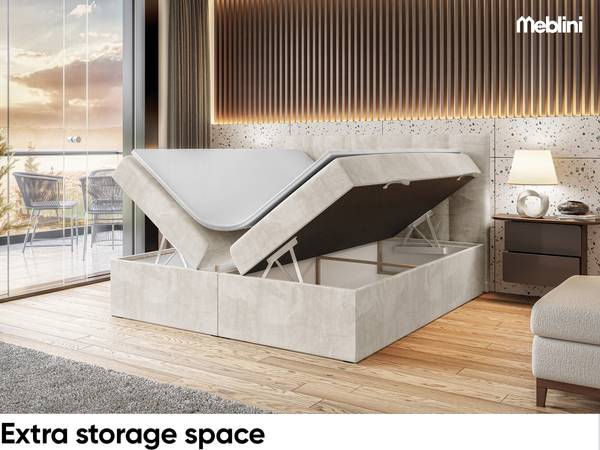 Boxspringbett Raco Creme - H3 - Liegefläche Breite: 180 cm