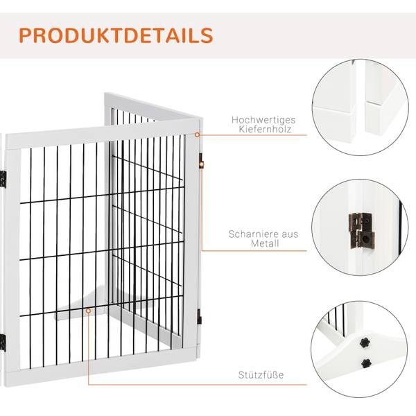 Hundegitter D06-080WT Glas Weiß