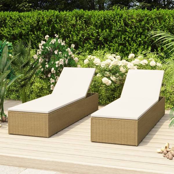 Gartenliege M607039 Braun - Polyrattan - 60 x 84 x 198 cm
