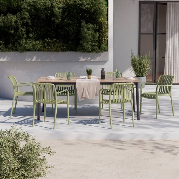 Gartentisch JANNIS Beige - Grau - Metall - Stein - 100 x 75 x 200 cm
