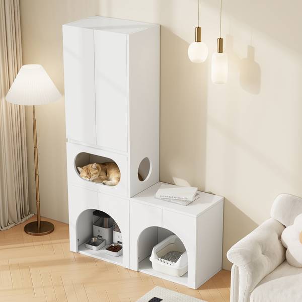 Dierenkast LucyZoo Ⅳ wit - plaatmateriaal op houtbasis - 45 x 195 x 140 cm
