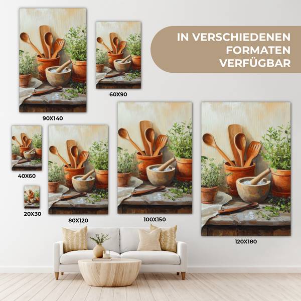 LEINWANDBILD Töpfe Orange - Baumwollstoff - 20 x 30 x 2 cm