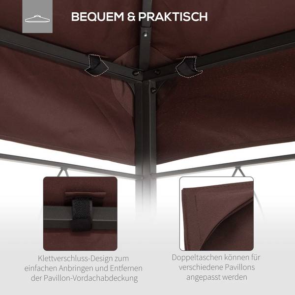 Pavillon Ersatzdach 01-0082 Braun - Textil - 300 x 20 x 400 cm