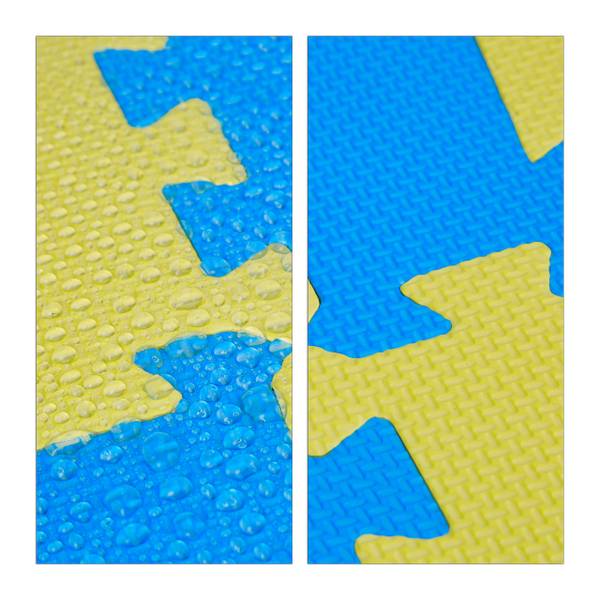 36 x Puzzlematte Sterne blau-gelb Blau - Gelb - Kunststoff - 32 x 1 x 32 cm