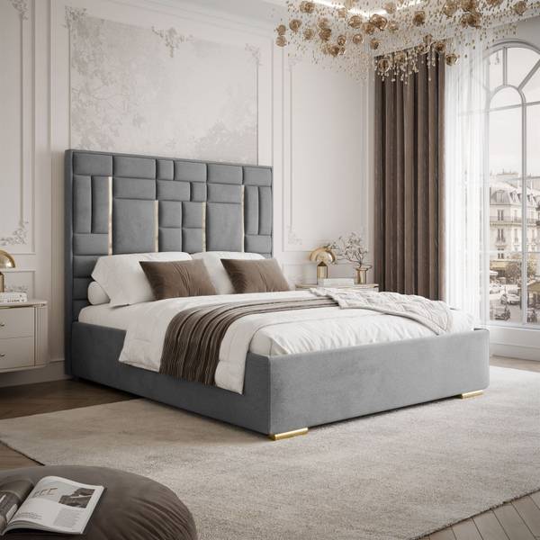 Continentaal bed BRIGITTE grijs - Ligoppervlak breedte: 160 cm
