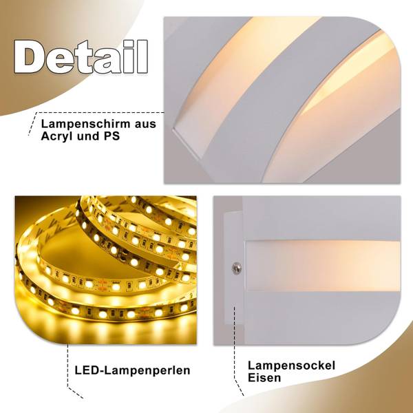 LED Wandleuchte Alaric Ⅲ Weiß - Metall - 13 x 8 x 21 cm