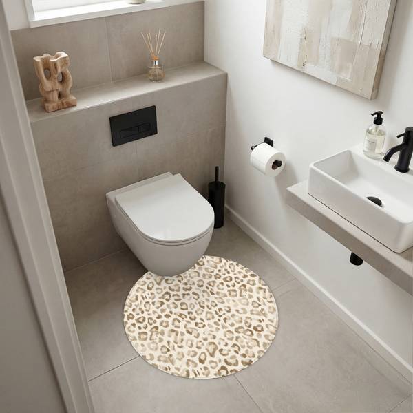 BADEMATTE Leopard Braun - Microfaser - 70 x 70 x 1 cm