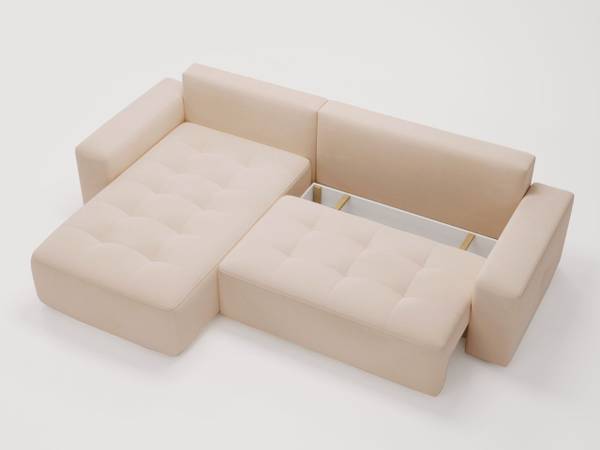 Ecksofa PORTLAND Beige - Armlehne beidseitig montierbar - Ecke davorstehend links - Ottomane davorstehend links