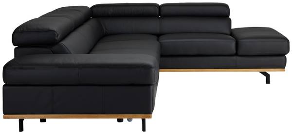 Wohnlandschaft CARMEN LINKS Schwarz - Lederfaserstoff - Textil - Holz teilmassiv - 292 x 72 x 226 cm