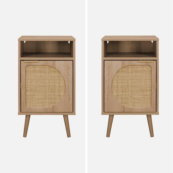 Nachttisch Eva Beige - Holz teilmassiv - 39 x 70 x 40 cm