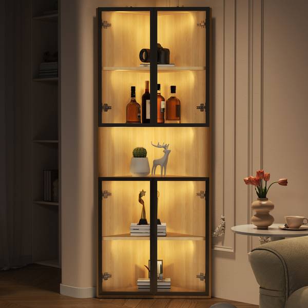 Standvitrine GLOWNatur Ⅴ Braun - Holzwerkstoff - 32 x 160 x 62 cm