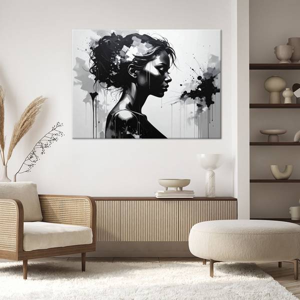 Wandbild Frauen Schwarz - Polyester - 60 x 40 x 3 cm