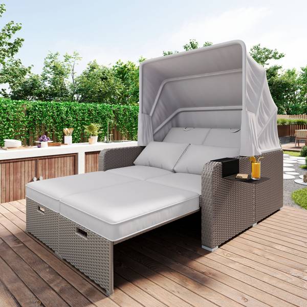Gartenlounge Rhea Ⅳ Grün - Metall - Polyrattan - 130 x 152 x 126 cm
