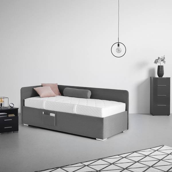 Bett REMI Grau - Textil - 96 x 1 x 90 cm