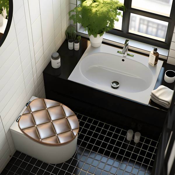 WC-Sitz mit Absenkautomatik Polster Bron Grau - Bambus - Holzwerkstoff - 38 x 5 x 49 cm