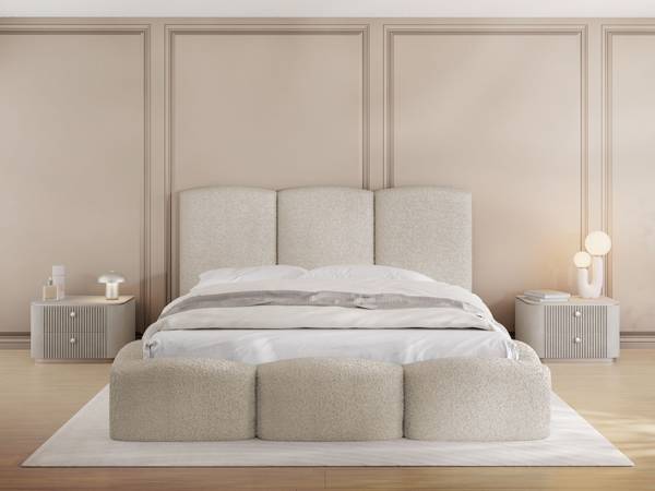 Polsterbett Harmony Beige - Hochglanz Beige - Breite: 196 cm