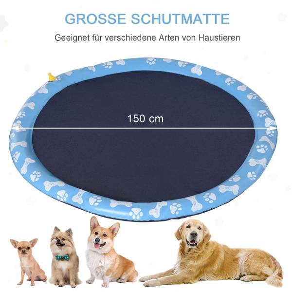 Hundesprinkler-Matte CP150 Blau - Kunststoff - 1 x 1 x 150 cm