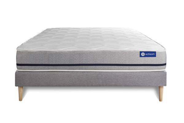 Bettgestell und Matratze Actimemo soft Grau - Massivholz - 150 x 49 x 195 cm