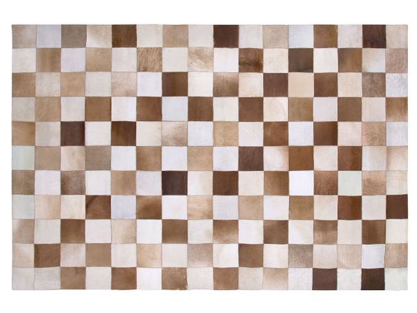 Teppich SOLMAZ Beige - Braun - Echtleder - 140 x 140 x 140 cm