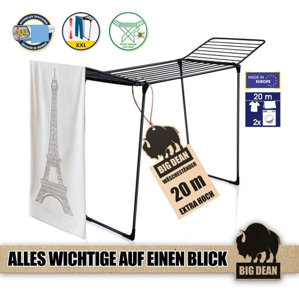 Wäscheständer 1000425 Schwarz - Kunststoff - 56 x 110 x 179 cm