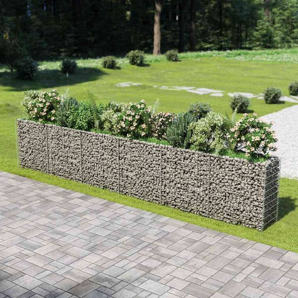 Gabion Verhoogde Plantenbak 296088 zilver - staal - 50 x 100 x 540 cm