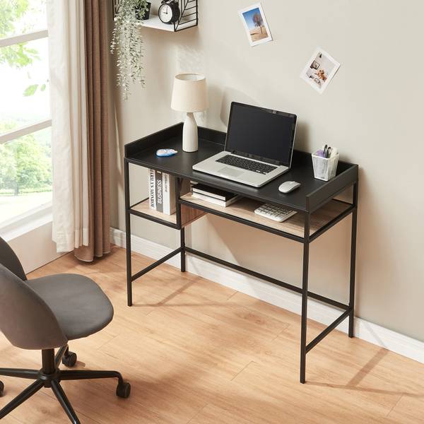 Bureau Belana Noir - Marron - Bois manufacturé - Métal - 43 x 82 x 100 cm