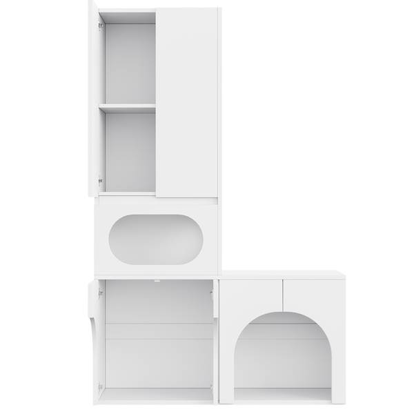 Dierenkast LucyZoo Ⅳ wit - plaatmateriaal op houtbasis - 45 x 195 x 140 cm