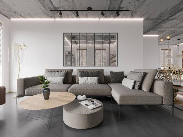 Glaswand BAYVIEW Tiefe: 210 cm - Metall