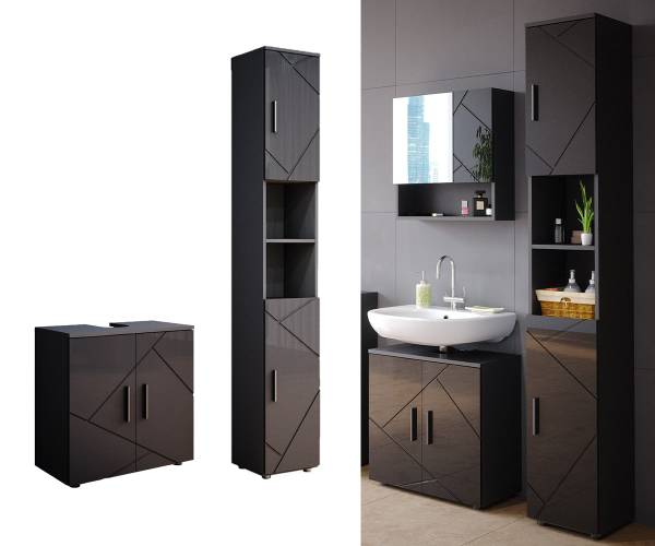 Vicco Badkamerkast Irma, Antraciet Hoogglans, 30 x 192 cm Vicco Badkamerkast Irma, Antraciet Hoogglans, 30 x 192 cm
