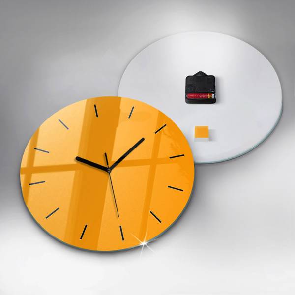 Wanduhr Herbstblatt Gelb - Glas - 30 x 30 x 0 cm