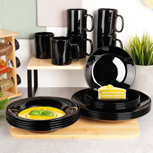 Tafelservice 24-tlg. Set SET632 Schwarz - Glas