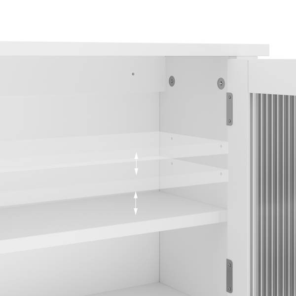 Hängender Badschrank mit Tür Weiß - Holzwerkstoff - Kunststoff - 42 x 52 x 18 cm