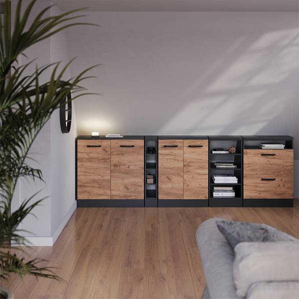 Dachschrägenschrank Rion 59955 Anthrazit - Eiche Dekor