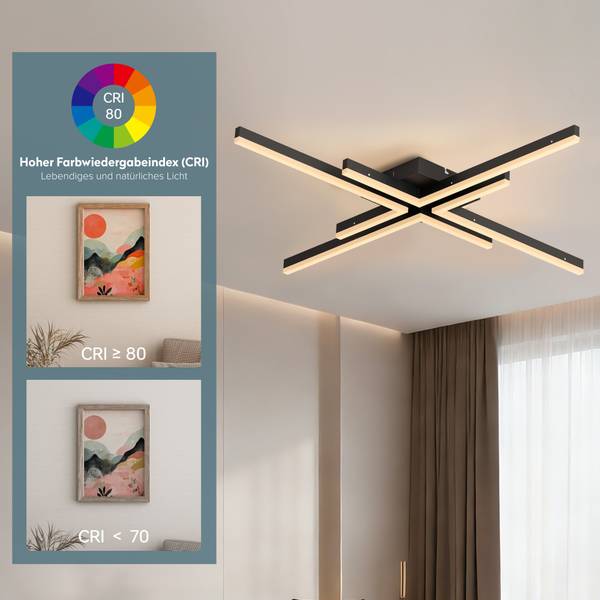Deckenleuchten Alivetta25039 Schwarz - Metall - 80 x 7 x 80 cm