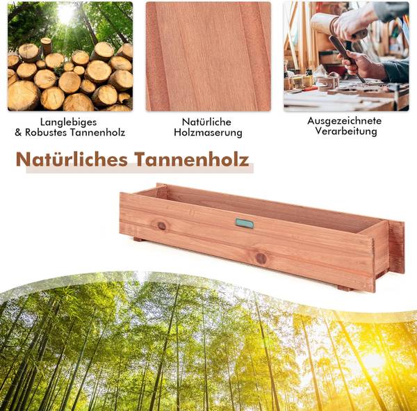 plantenbak SF5969NL bruin - massief hout - 92 x 16 x 18 cm