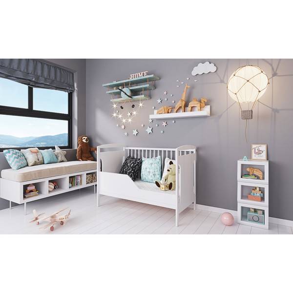 Mitwachsendes Babybett Weiß - Massivholz - 65 x 90 x 124 cm