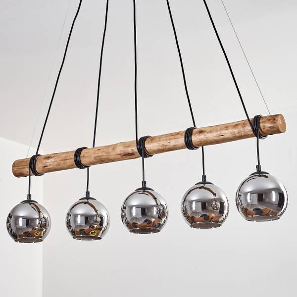 Pendelleuchte Cesaro Grau - Silber - Holzwerkstoff - Metall - 22 x 150 x 100 cm