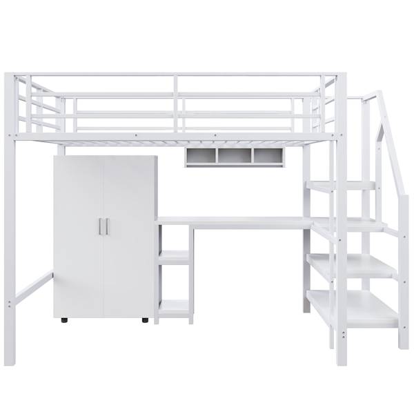 Hochbett mit Kleiderschrank Alya Weiß