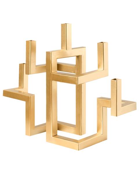 Kandelaar RAPOSO goud - bamboe - 37 x 30 x 37 cm