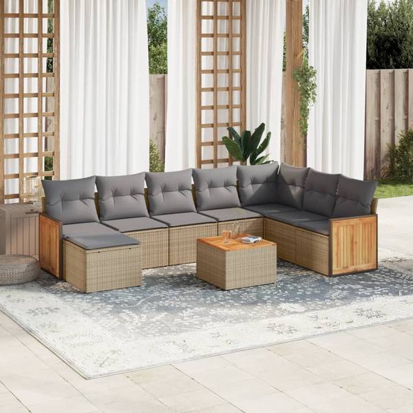 Salon de jardin 3036084-2 (lot de 9) Beige - Gris - Gris lumineux