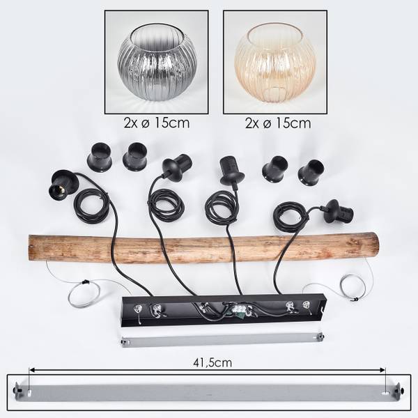 Pendelleuchte Cesaro Grau - Gelb - Holzwerkstoff - Metall - 14 x 7 x 82 cm
