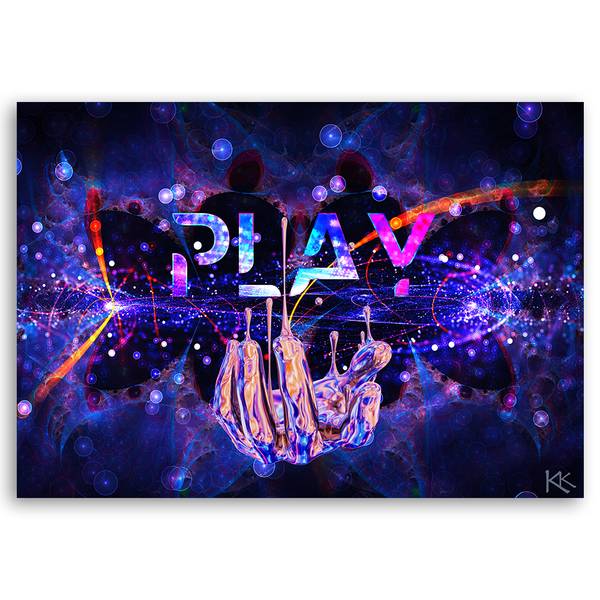 Wandbild play neon mit aufschrift 60 x 40 cm