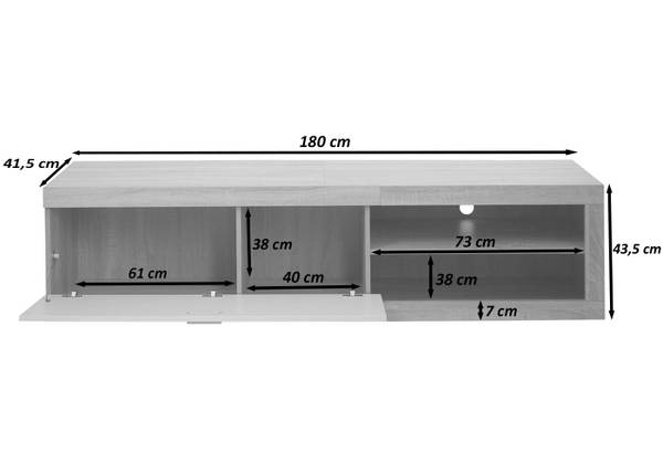 TV-Rack L33, Braun - Pappel - 180 x 43 x 41 cm