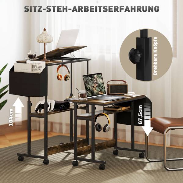 Schreibtisch 838-507V00RB Braun - Holzwerkstoff - 40 x 104 x 92 cm