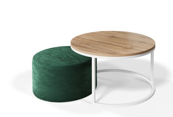 Couchtische-Set CIRI 2-tlg Grün - Eiche Wotan Dekor - Weiß
